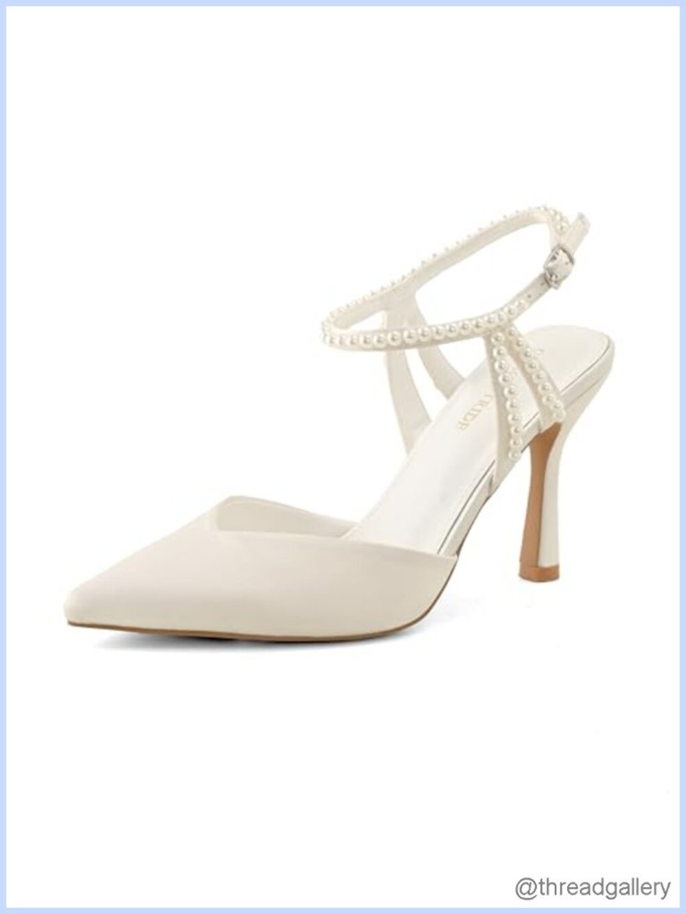 Pearl Pointed Toe Stiletto Pumps Adjustable Ankle Buckle Dressy Heels